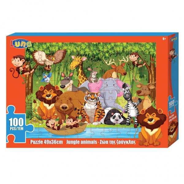 Παζλ Ζώα της Ζούγκλας Luna Toys. 100 Τμχ.. 49x36 εκ.