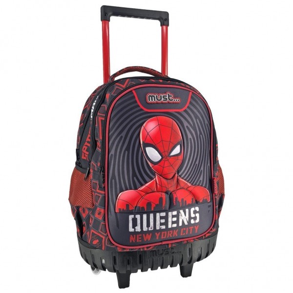 Σχολική Τσάντα Tρόλεϊ Δημοτικού Must Spiderman Queens New York City 3 θήκες