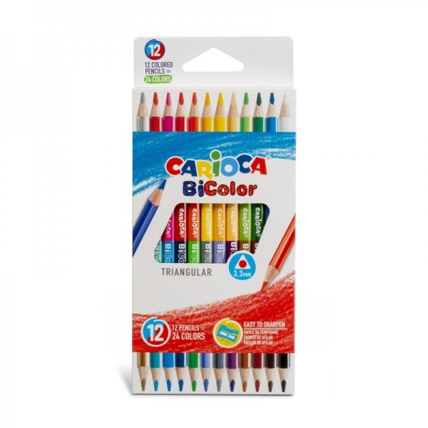 Ξυλομπογιές Carioca BICOLOR 12 τμχ (24 χρώματα)