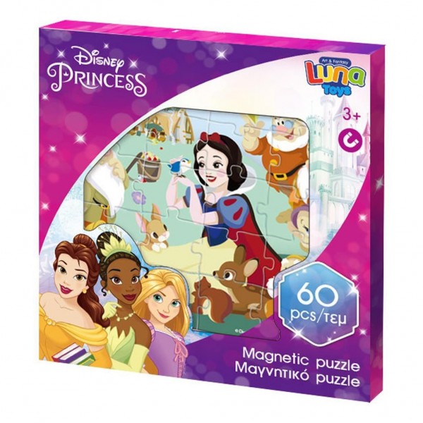 Μαγνητικό Παζλ Disney Princess Luna Toys 60Τμx. 18x18x1.3εκ.