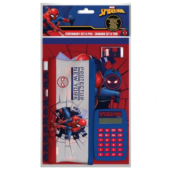 Σχολικό Σετ Spiderman με Κομπιουτεράκι και Κασετινάκι PVC 6 Τμχ.