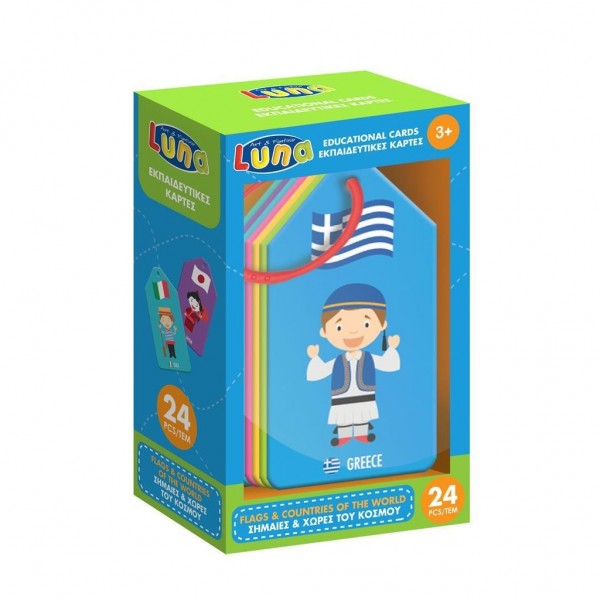 Eκπαιδευτικές Κάρτες Σημαίες και Χώρες του Κόσμου 24Τμχ. Luna Toys