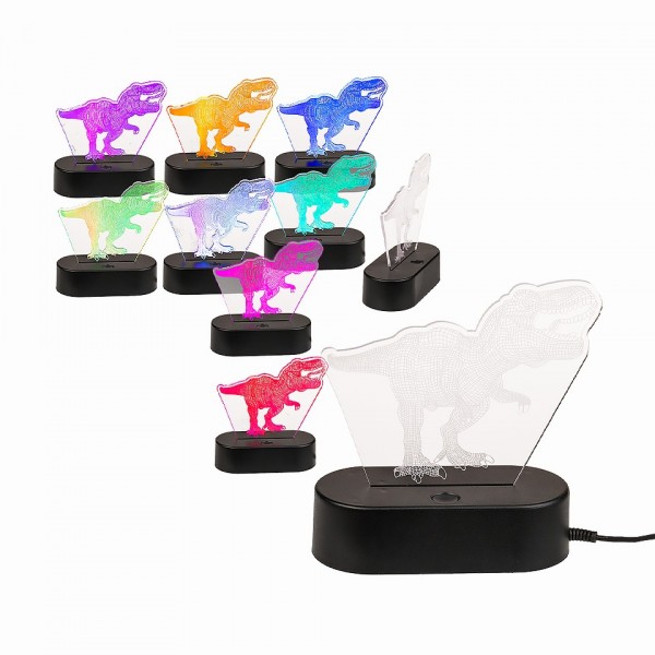 3D Νυχτερινό Φωτάκι T-Rex. 20 εκ. με Καλώδιο USB