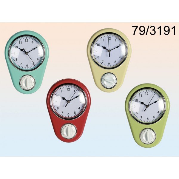 Ρολόι Τοίχου Κουζίνας σε 4 Χρώματα- 22.5εκ- 1 Μπαταρίες AA- Συσκευασία Δώρου
