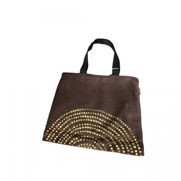 Τσάντα ώμου Shopper Artebene Brown με χρυσές λεπτομέρειες