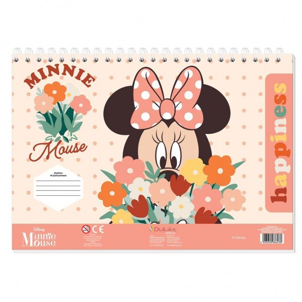 Μπλοκ Ζωγραφικής MINNIE 23x33εκ 40φ Αυτοκόλλητα- Στένσιλ - 2σελ Χρωματισμού