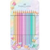 Κραγιόν Ξύλινα FABER CASTELL SPARKLE 12χρώματα ΠΑΣΤΕΛ σε μεταλλική κασετίνα