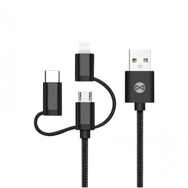 Καλώδιο FOREVER 3 IN 1 USB (micro usb/lightning/type c) BLACK