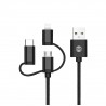 Καλώδιο FOREVER 3 IN 1 USB (micro usb/lightning/type c) BLACK