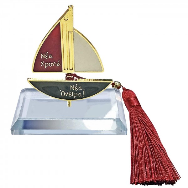 Γούρι Επιτραπέζιο Κρυστάλλινο ΚΑΡΑΒΙ 8x5cm