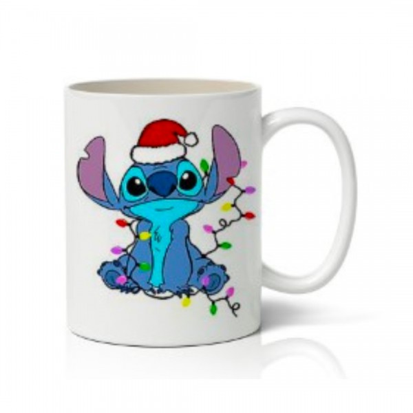 Κούπα Χmas STITCH με πολύχρωμα λαμπάκια