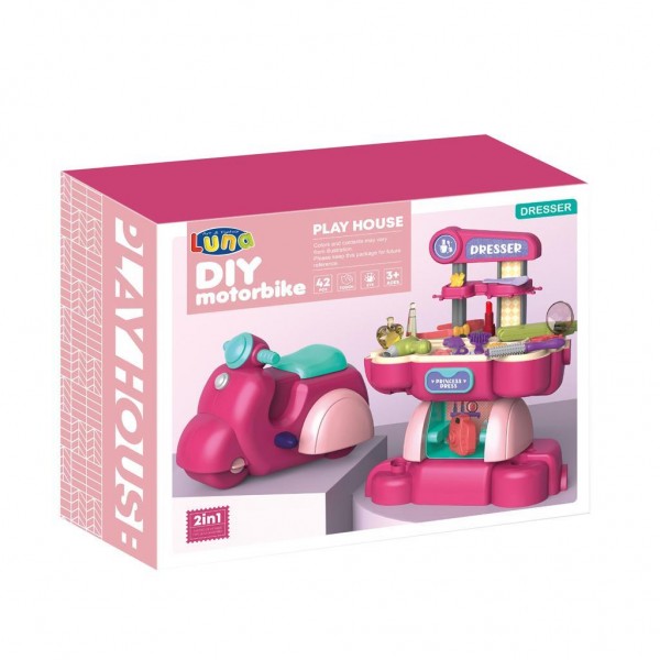 Βαλιτσάκι Μηχανή Σετ ΟΜΟΡΦΙΑΣ Luna Toys ΡΟΖ 42τμχ 40x14x32εκ