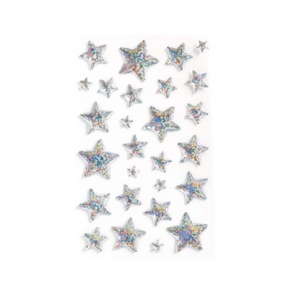 Αυτοκόλλητα BSB Creative Christmas 3D SILVER STARS (1φύλλο)