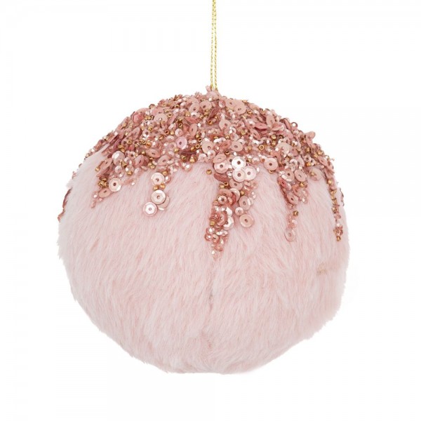 Ροζ ΥΦΑΣΜΑΤΙΝΗ- ΓΟΥΝΙΝΗ Κρεμαστή Μπάλα με ΠΟΥΛΙΕΣ 12εκ