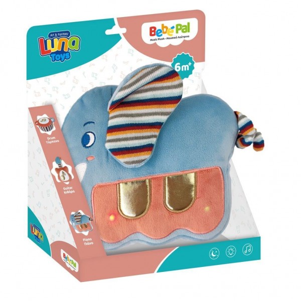 Λούτρινο Ελεφαντάκι ΠIANO Luna Toys με Φως και Μουσική 26x12x20 εκ