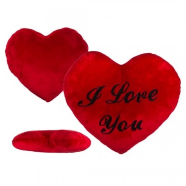 Κόκκινη Bελούδινη Kαρδιά XXL με Κείμενο I LOVE YOU 60 εκ