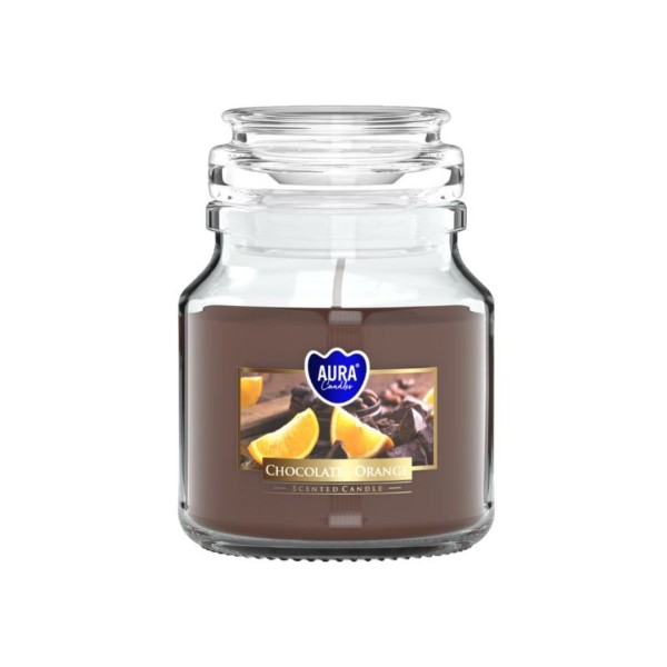 Αρωματικό Kερί AURA CHOCOLATE-ORANGE σε γυάλινο βάζο με καπάκι 120g