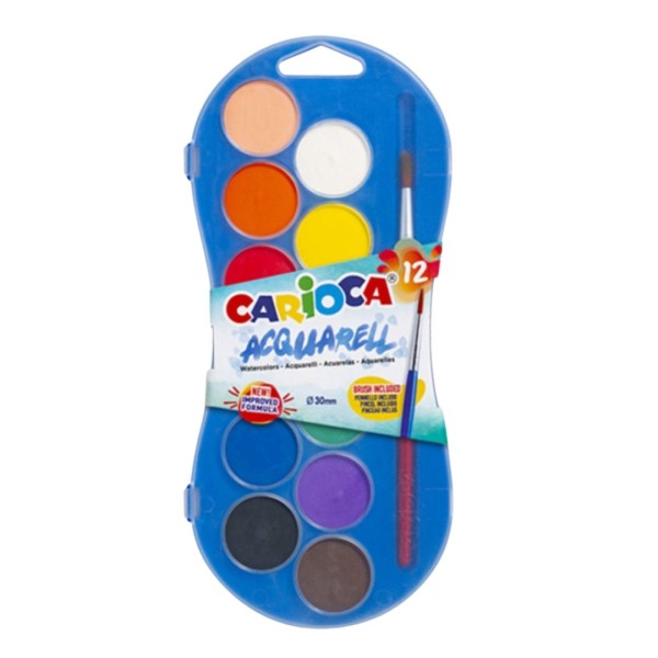 Νερομπογιές Carioca Acquarell 12 χρώματα