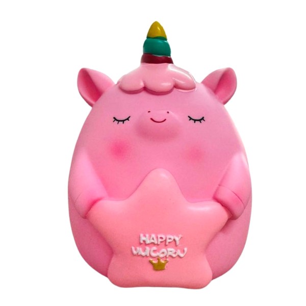 Κουμπαράς Βινυλικός HAPPY UNICORN ΡΟΖ