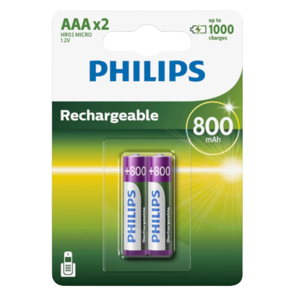 Μπαταρίες PHILIPS ΕΠΑΝΑΦΟΡΤΙΖΟΜΕΝΕΣ ΑΑΑ Μπλίστερ 2 τμχ