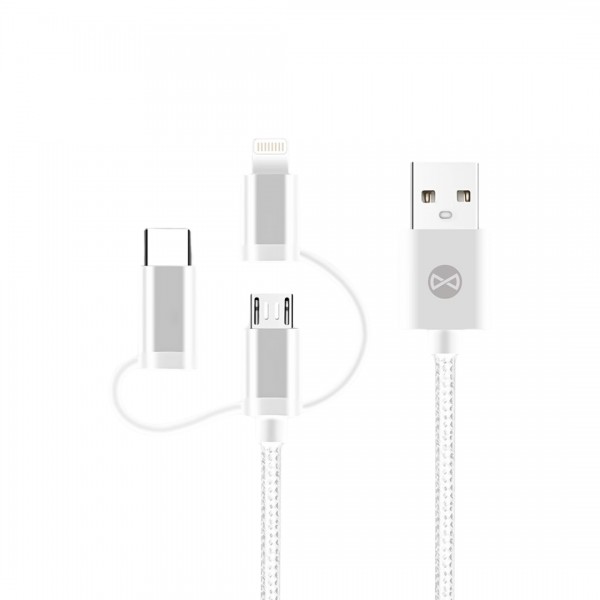 Καλώδιο FOREVER 3 IN 1 USB (micro usb/lightning/type c) WHITE