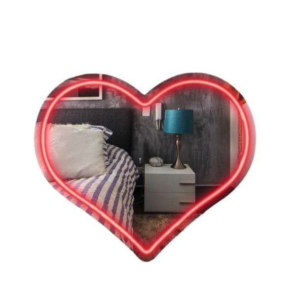 Καθρέφτης NEON LED Καρδιά Κόκκινη 33x28 MOOD