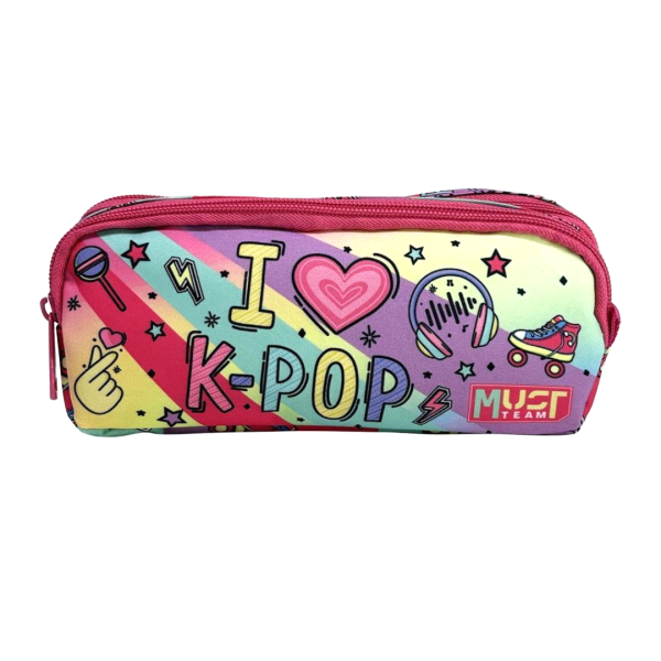 Σχολική Κασετίνα Βαρελάκι Must Team I LOVE K-POP 2 Θήκες