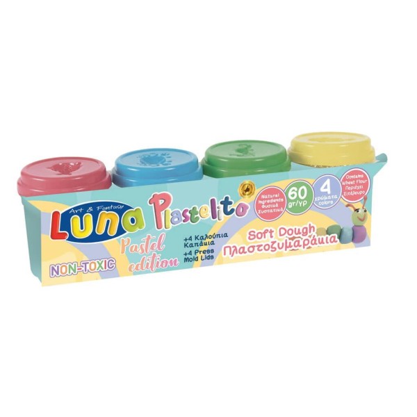 Πλαστοζυμαράκι PASTEL 60gr x 4 χρώματα LUNA