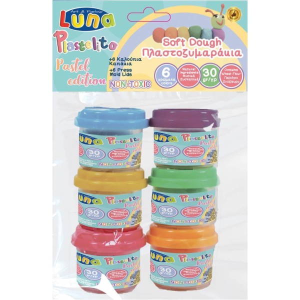 Πλαστοζυμαράκι PASTEL 30gr x 6 χρώματα LUNA