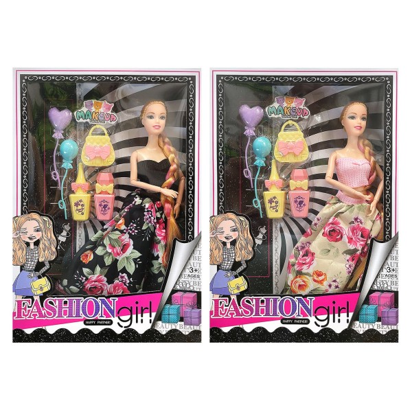 Κούκλα 29cm Fashion με Μακριά Μαλλιά Κοτσίδα και Αξεσουάρ 22x32x5cm
