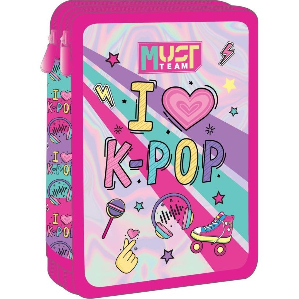 Σχολική Κασετίνα Διπλή Γεμάτη Must Team I Love K-POP