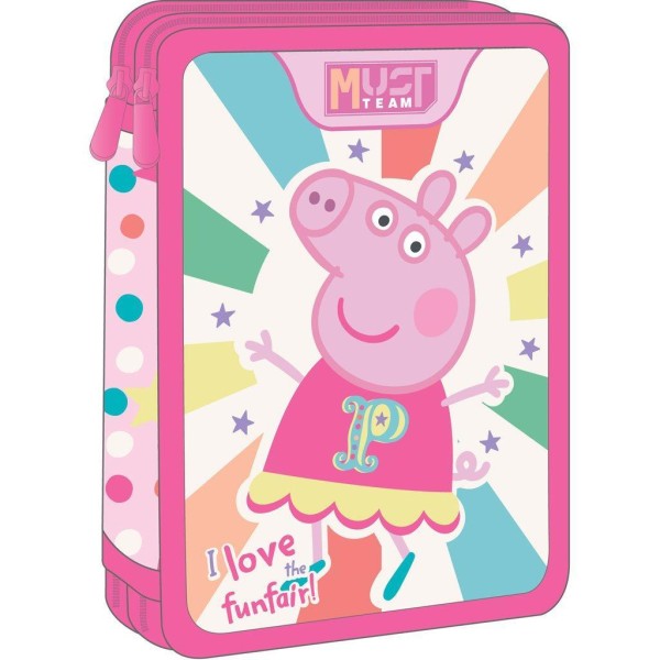 Σχολική Κασετίνα Διπλή Γεμάτη PEPPA PIG I Love Funfair Must Team 2 Θήκες