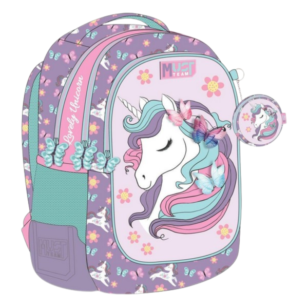 Σχολική Τσάντα Πλάτης Δημοτικού Must Lovely UNICORN με 3 Θήκες
