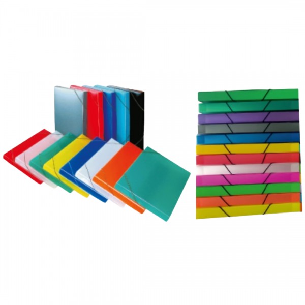 Κουτί Αρχείου PP 25x35x5cm ΔΙΑΦΑΝΗ ΧΡΩΜΑΤΑ (με λάστιχο)