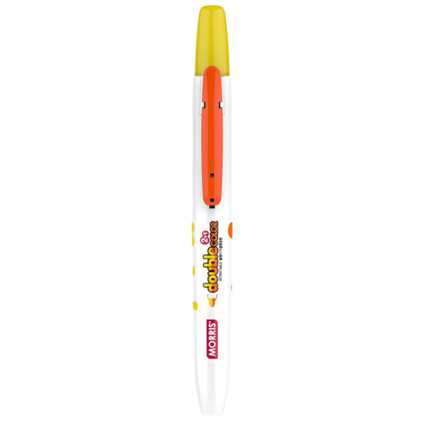 Μαρκαδόρος Υπογράμμισης Highlighter MORRIS JUST CLICK Double Color ΚΙΤΡΙΝΟ & ΠΟΡΤΟΚΑΛΙ