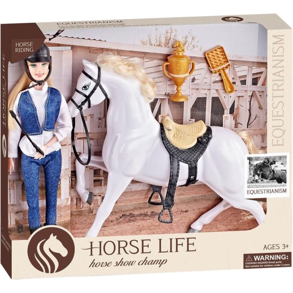 Κούκλα 29 εκ. με Άλογο Luna Toys ΛEYKO 38x9x33εκ.