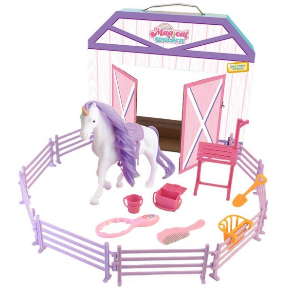 Μονόκερος ΡΟΖ Σετ με Αξεσουάρ 17τμχ 33x6,5x28,5cm LUNA