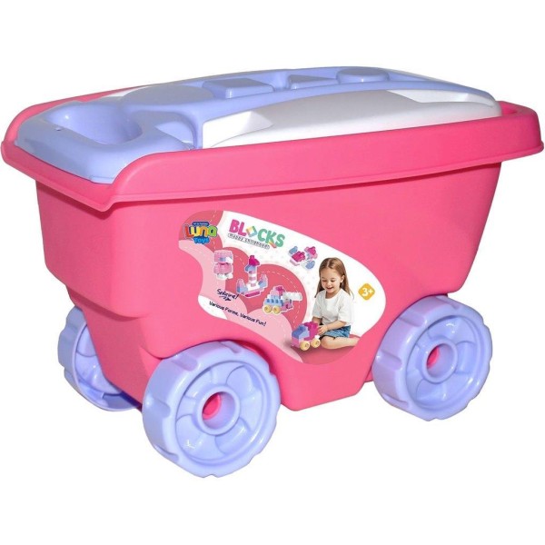 Τουβλάκια σε Καρότσι 42Τμx ΡΟΖ Luna Toys 24,5x17x17εκ.