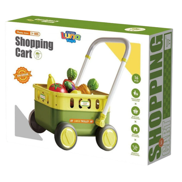 Καλάθι για ψώνια Luna Toys με αξεσουάρ ΠΡΑΣΙΝΟ 43,5x11,5x34εκ.