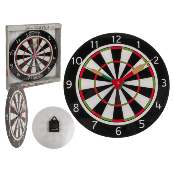 Γυάλινο ρολόι τοίχου ΣΤΟΧΟΣ για βελάκια 30 εκ.