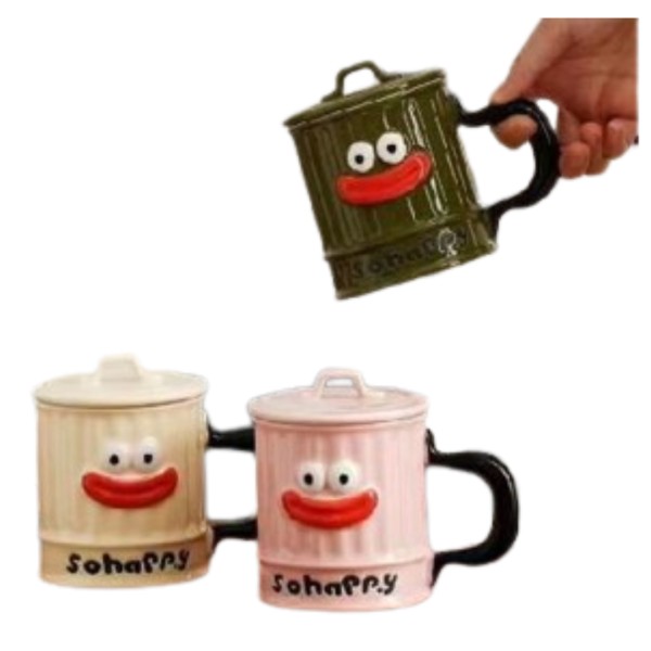 Κεραμική Κούπα Ντενεκές SO HAPPY με Καπάκι 400ml