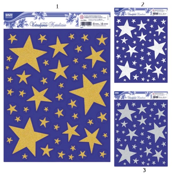 Αυτοκόλλητα LEBEZ Christmas GLITTER ΑΣΤΕΡΙΑ WINDOW 30x37cm