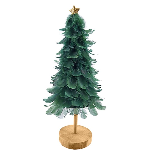 Δέντρο Επιτραπέζιο με Φτερά & Πούπουλα ΠΡΑΣΙΝΟ 33x ø12cm