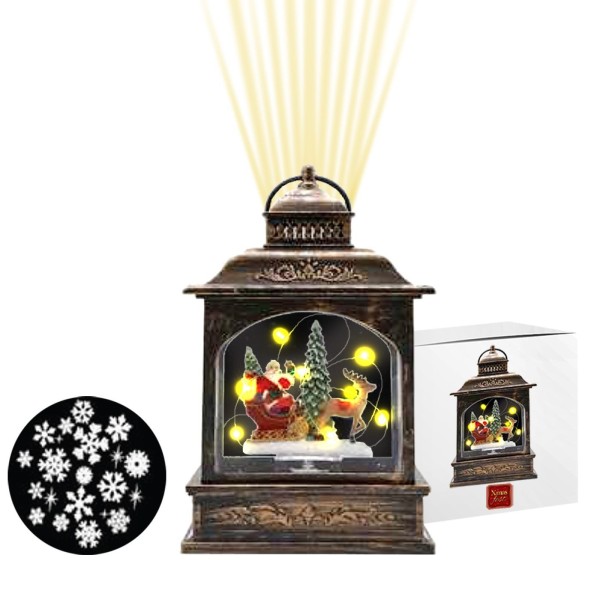 Φανάρι ΑΓΙΟΣ ΒΑΣΙΛΗΣ με Λαμπάκια και Προτζέκτορα με Usb/μπαταρίας 21x13,5x8cm