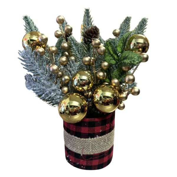 Χριστουγεννιάτικη Σύνθεση με ΧΡΥΣΑ στολίδια