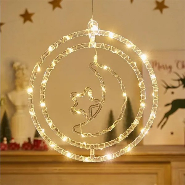 Χριστουγεννιάτικο Διακοσμητικό Φωτιστικό LED 3D ΦΕΓΓΑΡΙ & ΑΣΤΕΡΙ