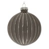Γυάλινη Χριστουγεννιάτικη Μπάλα με Ανάγλυφες Κάθετες Ραβδώσεις – Γκρι Μεταλλική Απόχρωση 6 τμχ