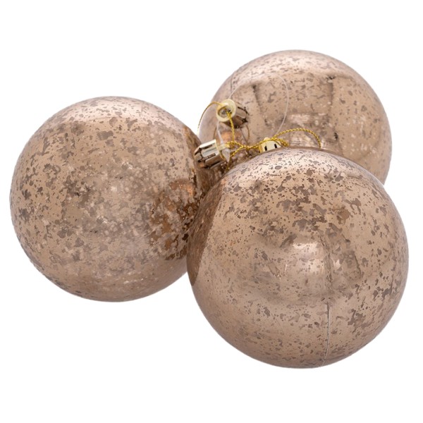 Χριστουγεννιάτικη Μπάλα ΣΑΜΠΑΝΙ Αντικέ 10εκ - Σετ 3τμχ