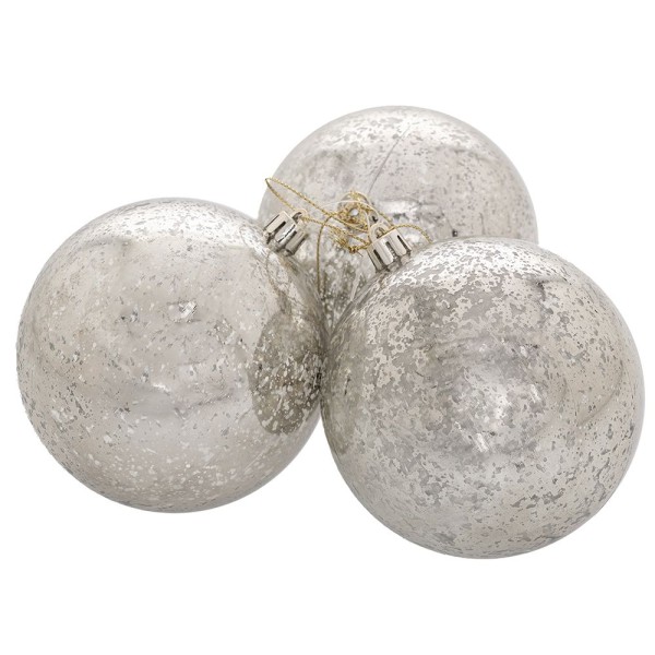 Χριστουγεννιάτικη Μπάλα ΑΣΗΜΙ Αντικέ 10εκ - Σετ 3τμχ