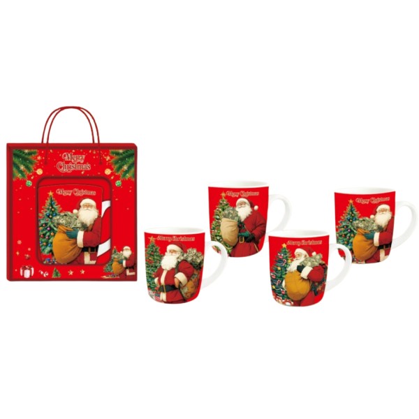 Κούπα Χριστουγεννιάτικη Κεραμική SANTA CLASSIC RED με Κουταλάκι σε συσκευασία δώρου